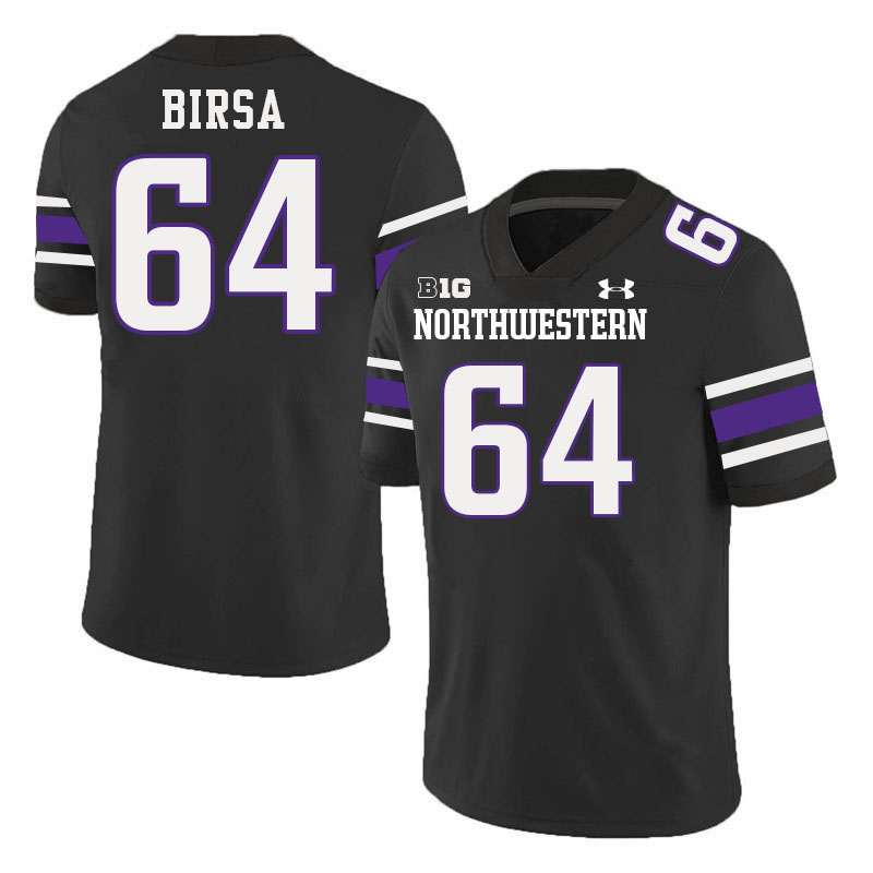 Northwestern Wildcats #64 Anthony Birsa College Football Jerseys Stitched-Black